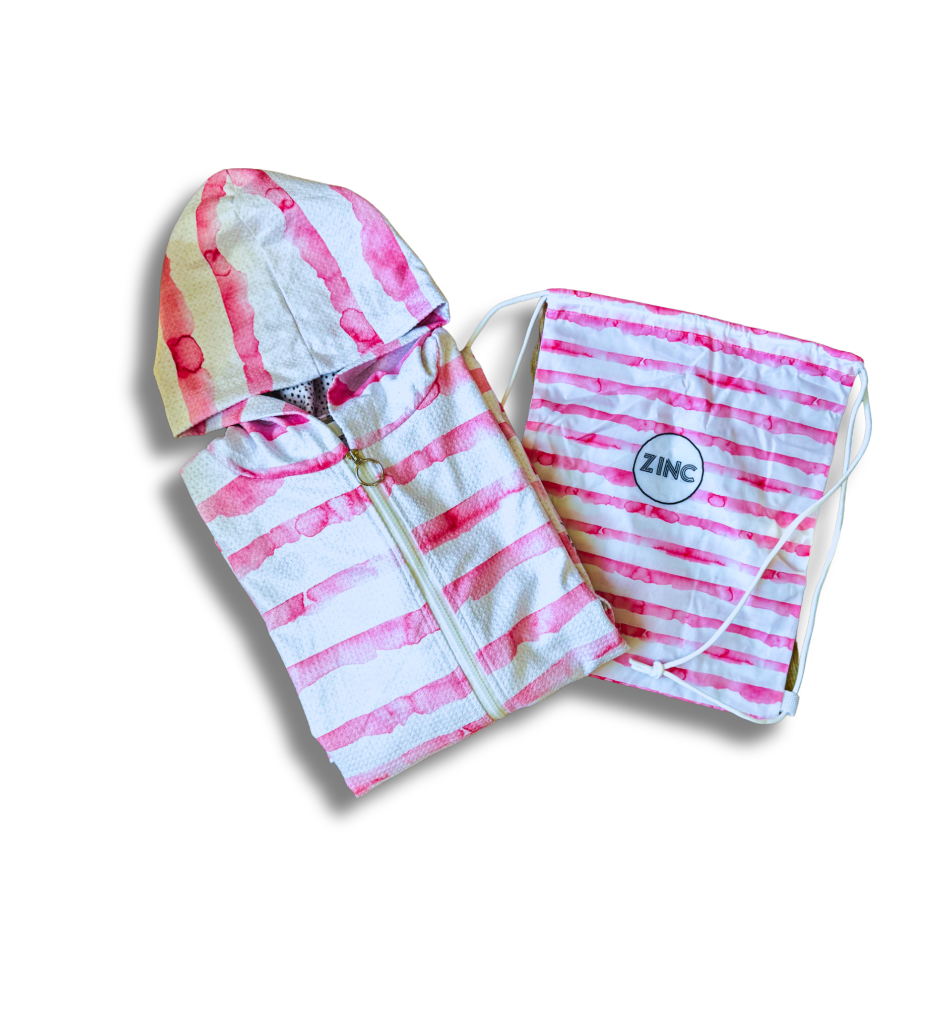 Large ZIP UP Hooded Towel - French Beach Pink