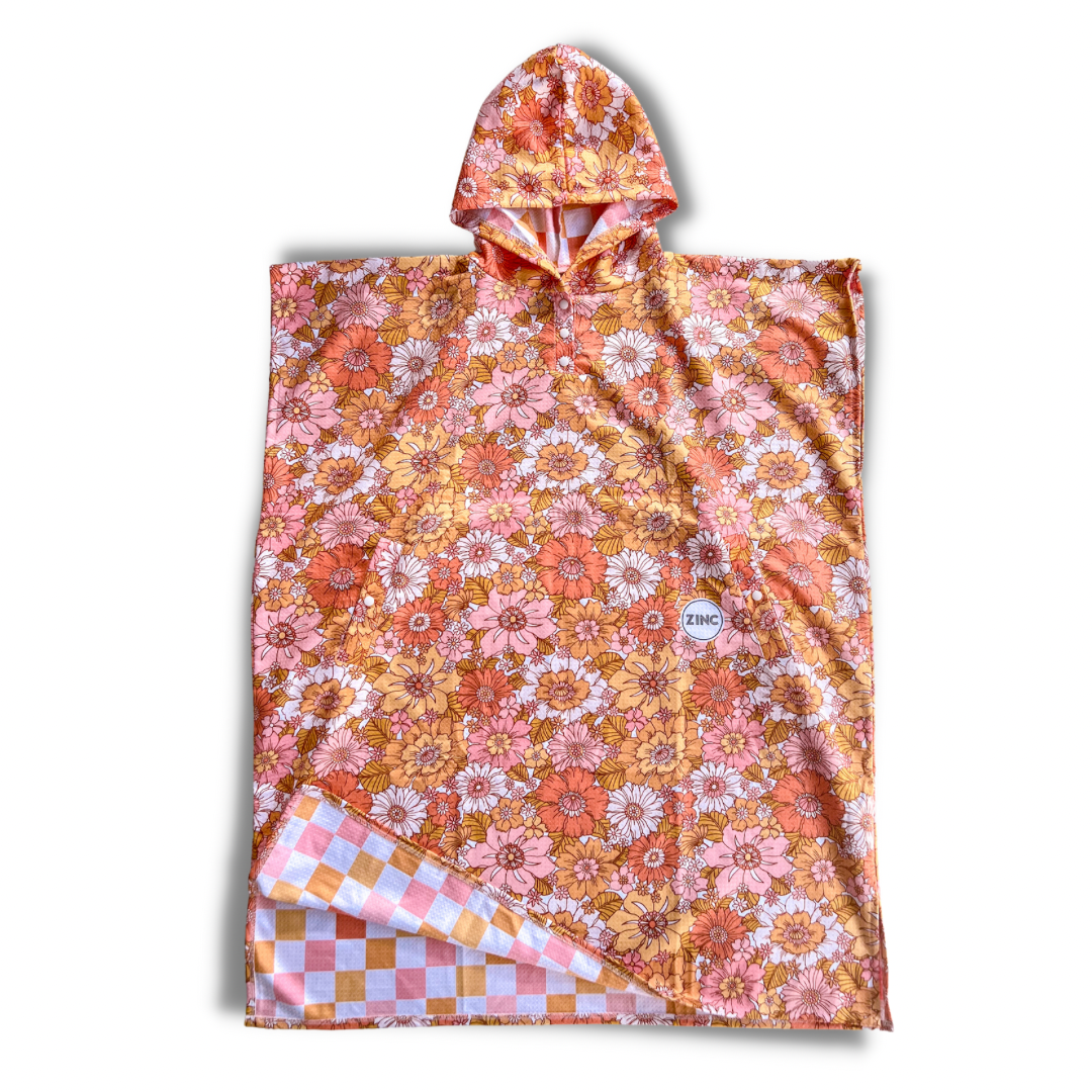Medium Waffle Hooded Towel - Retro Floral