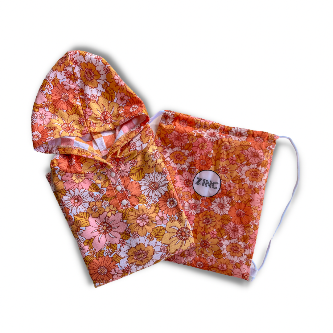Medium Waffle Hooded Towel - Retro Floral