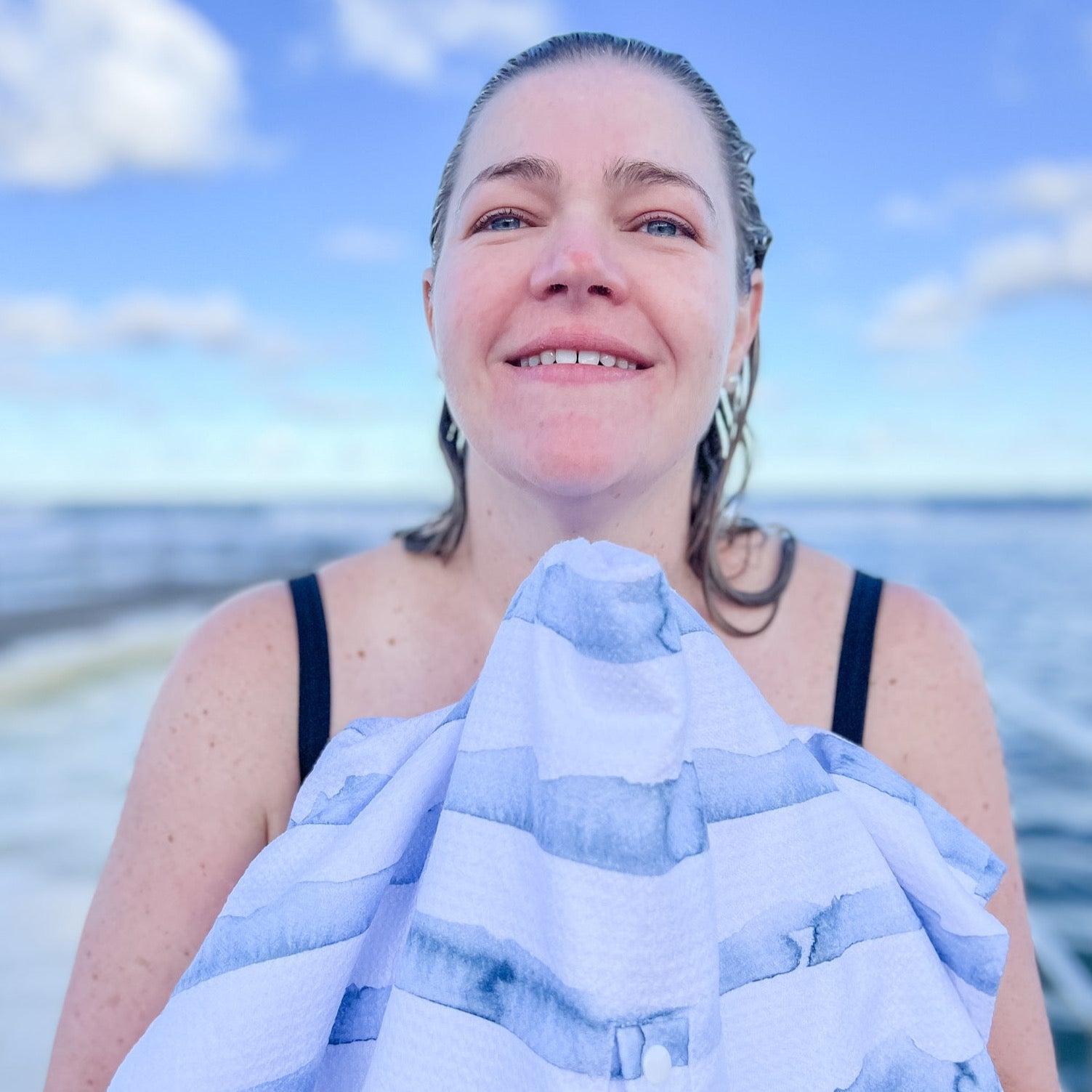 Medium ZIP UP Hooded Towel - French Beach Blue *PRE-ORDER DUE JUNE*
