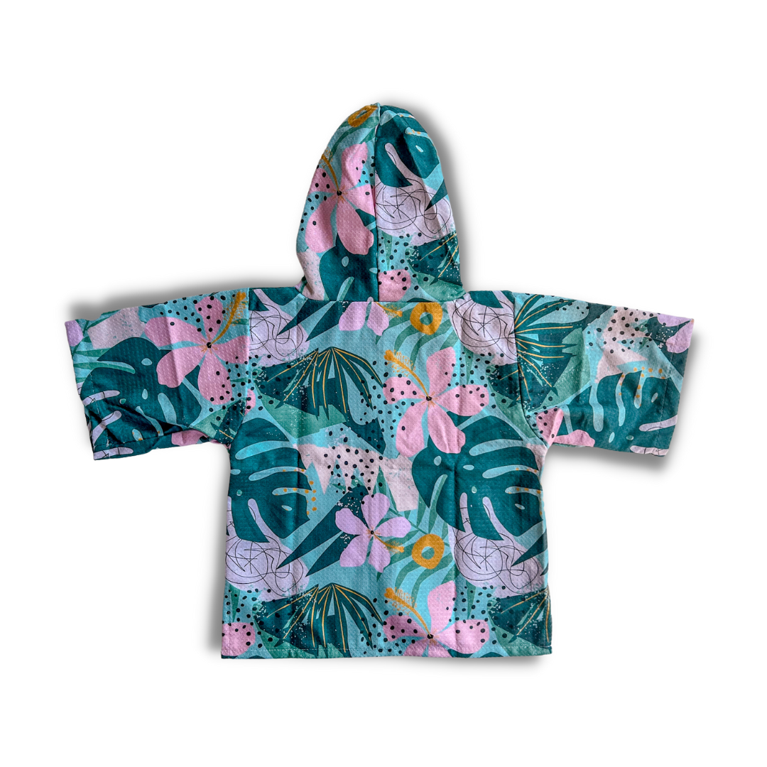 X-Small Zip Up Hooded Towel - Hibiscus