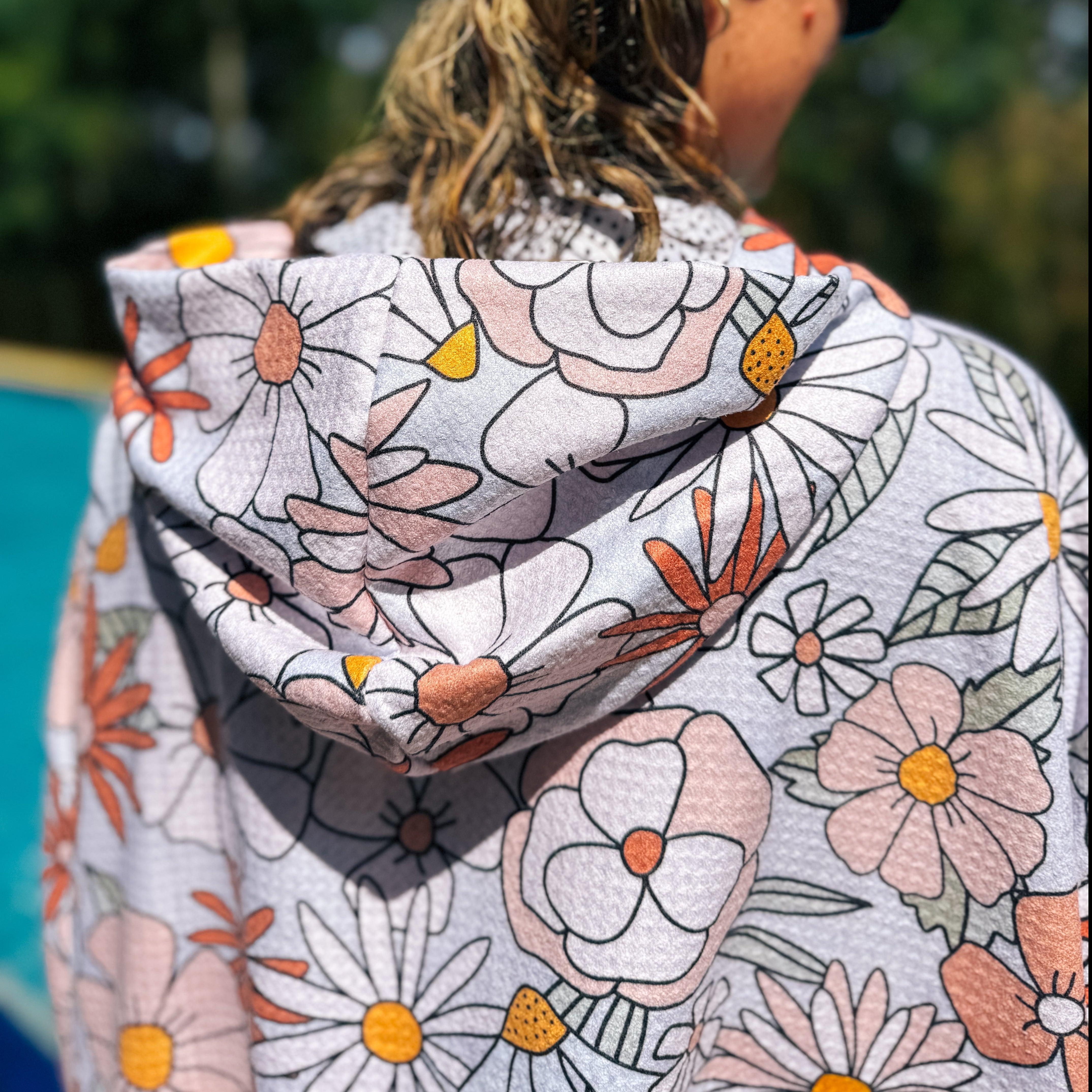 XL ZIP UP Hooded Towel - Boho Blooms